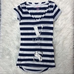 Victoria's Secret | Tops | Victorias Secret Blue White Vs Love Me